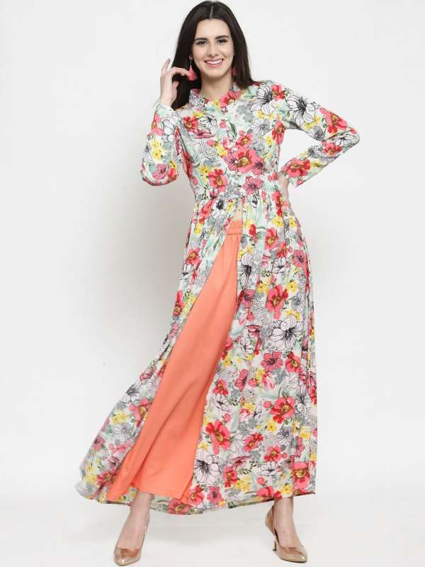 Floral front slit maxi tunic shop