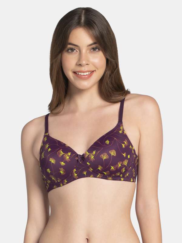 Buy Amante Padded Non-wired Full Coverage Lace Bra - Purple Online
