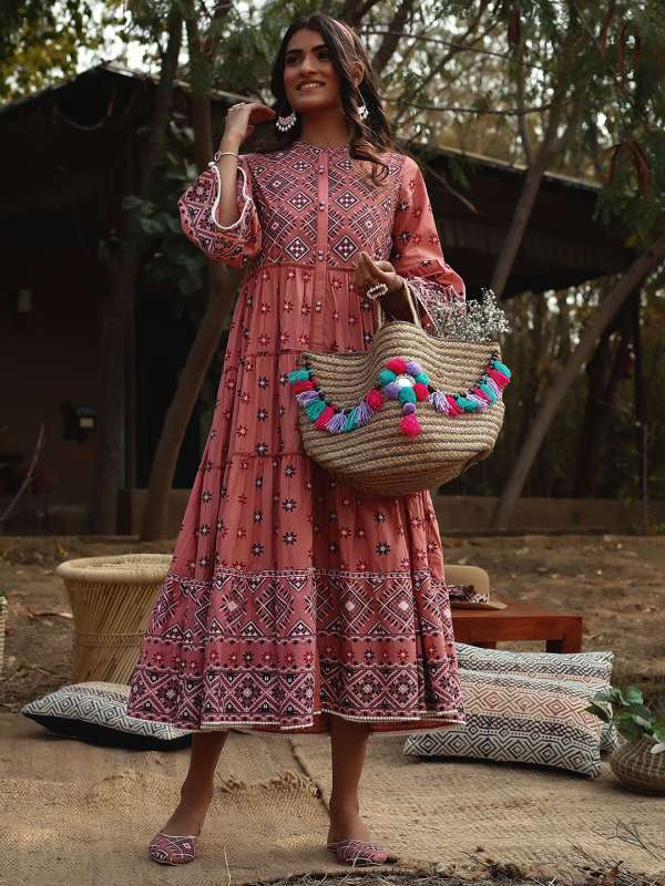 Peach ethnic dress online