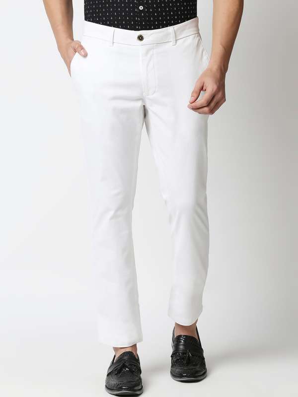 Buy White Solid Cotton Lycra Chino Pant for Men Online India  tbase