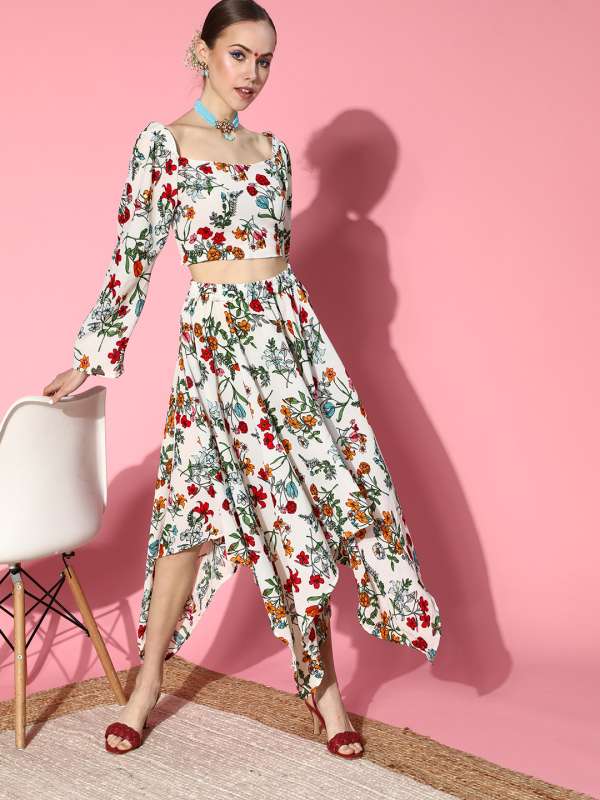 Long skirt sales with kurti myntra