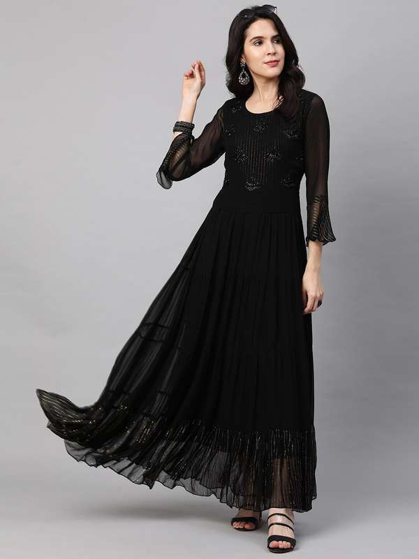 black georgette gown