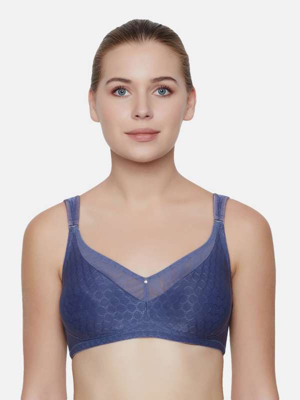 Buy BLUE SOLID LACY FITTED BRALETTE for Women Online in India