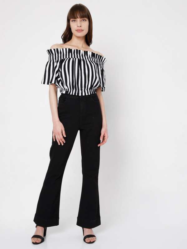 White Black Striped Bardot Top 4744103.htm Buy White Black Striped Bardot Top 4744103.htm online in India