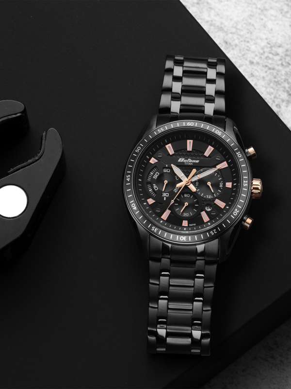 Titan black metal watches cheap for mens