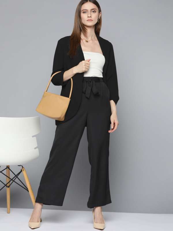 CLOTHINK India Regular Fit Women Black Trousers - Buy CLOTHINK India  Regular Fit Women Black Trousers Online at Best Prices in India