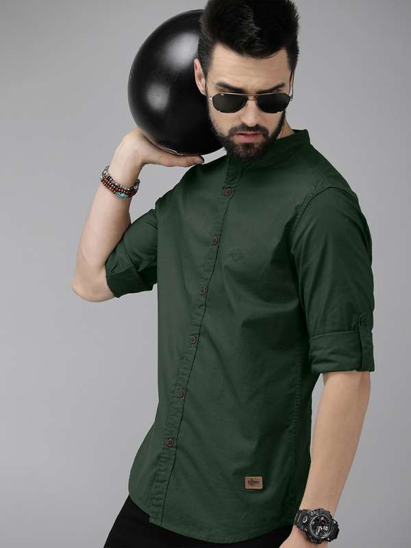 Chinese collar shirts myntra clearance