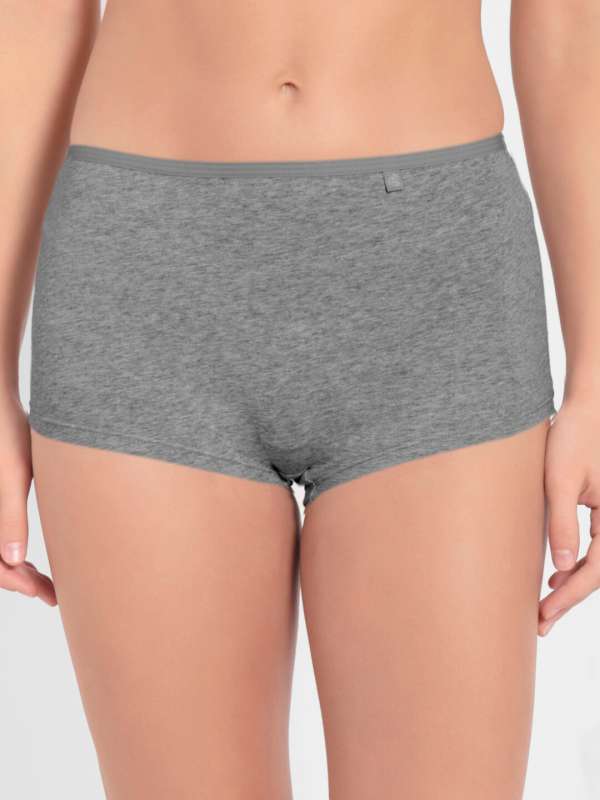 Buy online Grey Solid Boy Shorts Panty from lingerie for Women by