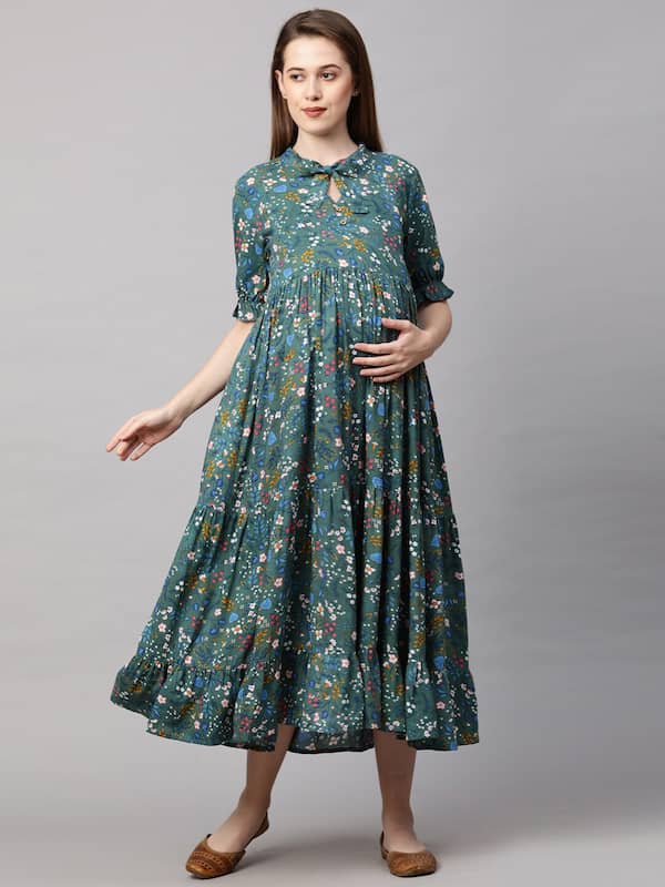 Buy MomToBe Green Floral Print Maternity Dress for Women Online  Tata CLiQ