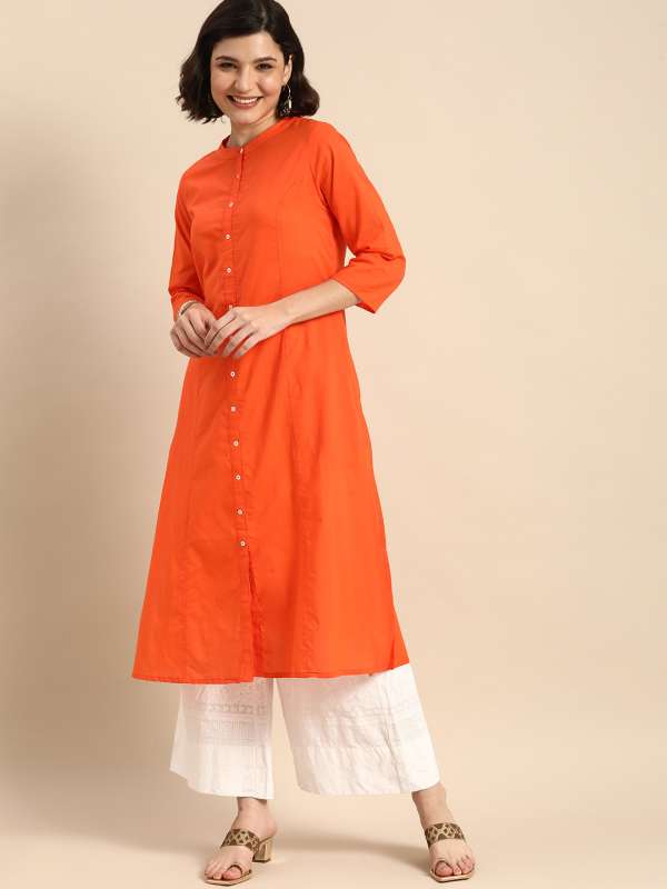 orange colour ladies kurta