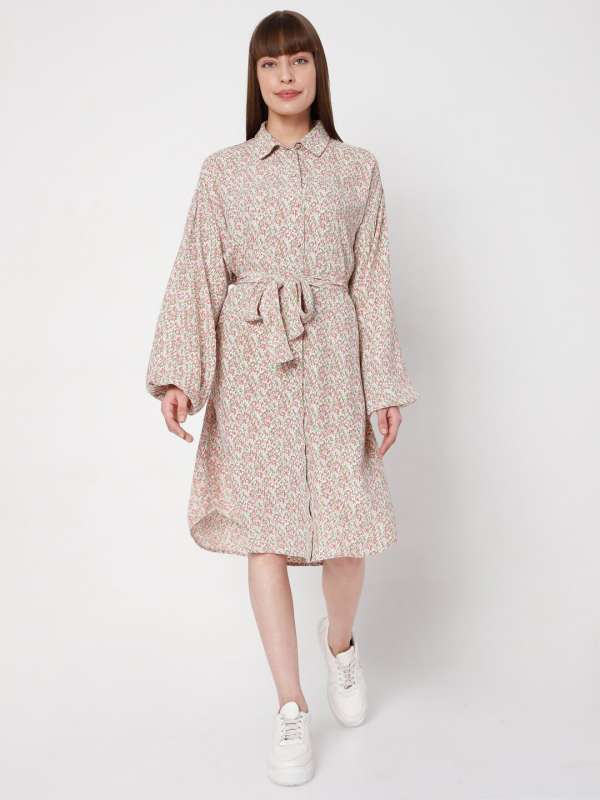 Burberry Monogram Print Silk Crepe de Chine Shirt Dress , Size: 02, Pink