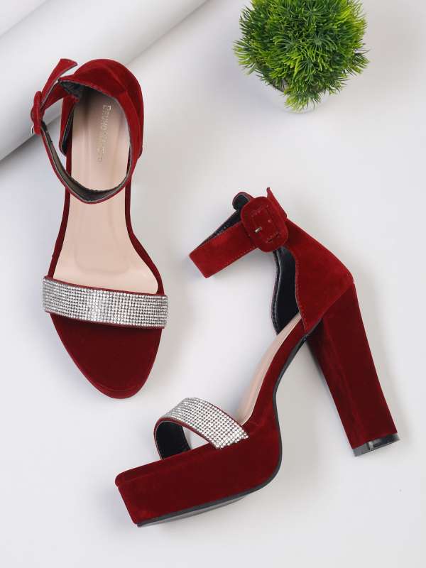 Red suede sandals discount