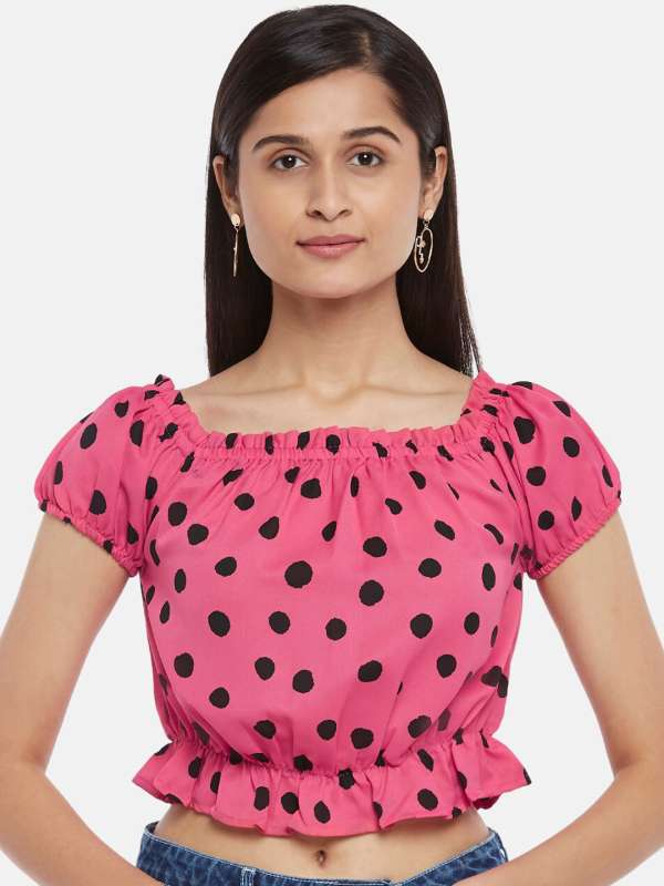Pink polka dot top sales
