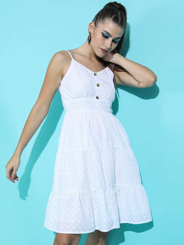 Buy Women Classic White Ethnic Motifs Asymmetric Dress for Women Online in  India