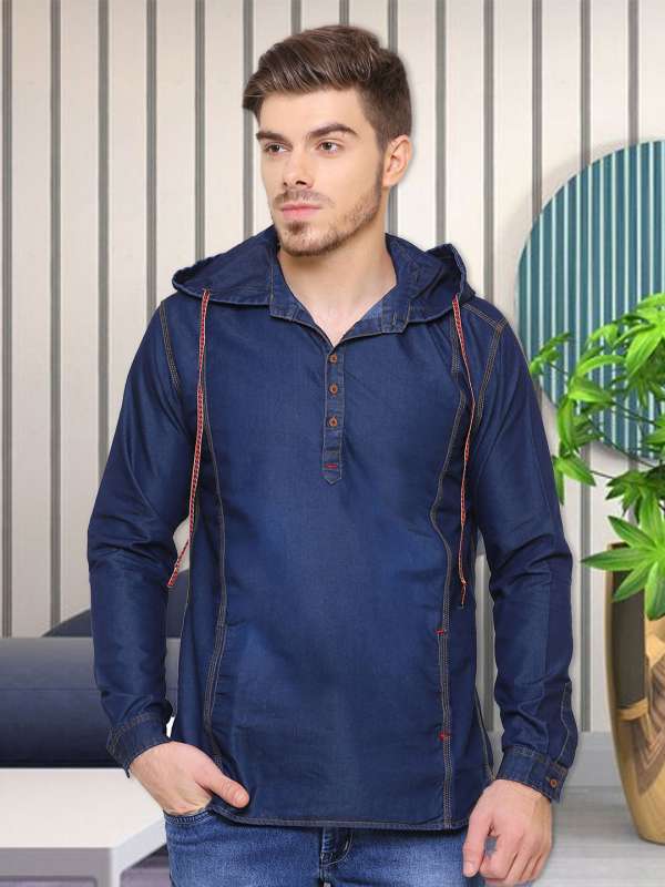 Mens casual hooded shirts outlet