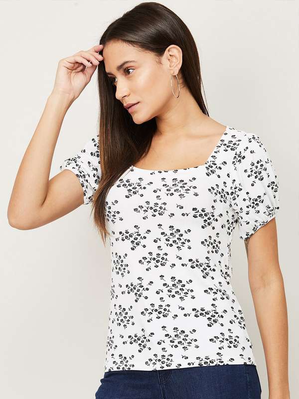 White Printed Jeans Tops - Buy White 