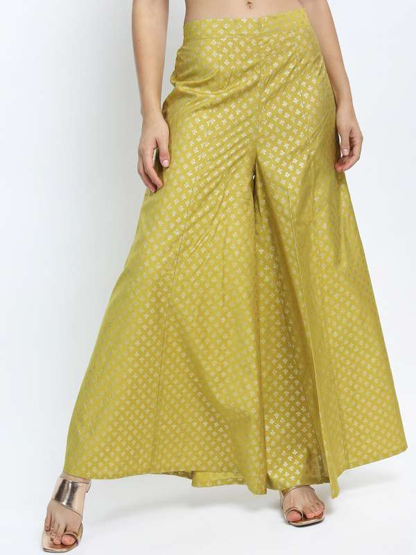 Golden palazzo pants myntra clearance