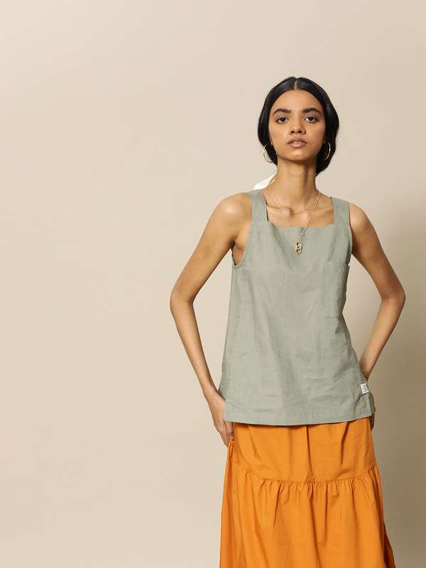 womens linen crop top