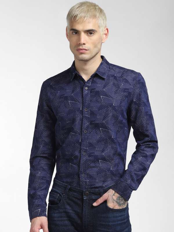 JACK & JONES Men Printed Casual Blue Shirt - Buy JACK & JONES Men Printed  Casual Blue Shirt Online at Best Prices in India