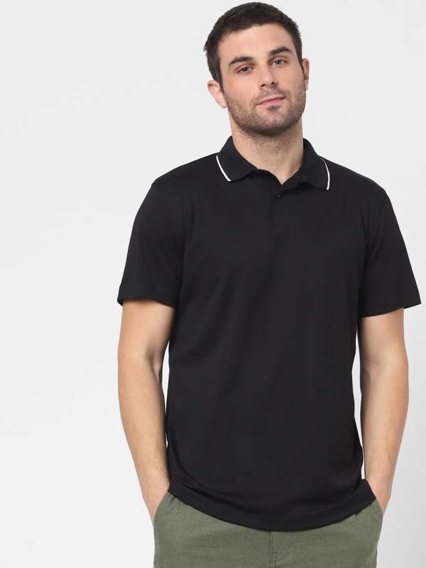 Buy Men Black Collar Tshirts online in India