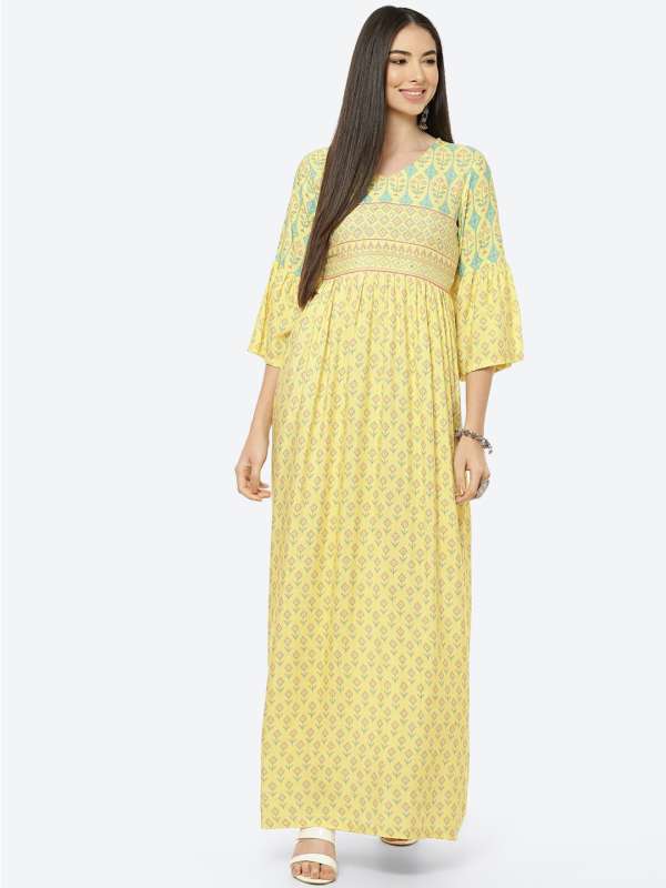 Yellow Women Maxi Dresses Rangriti Buy Yellow Women Maxi Dresses