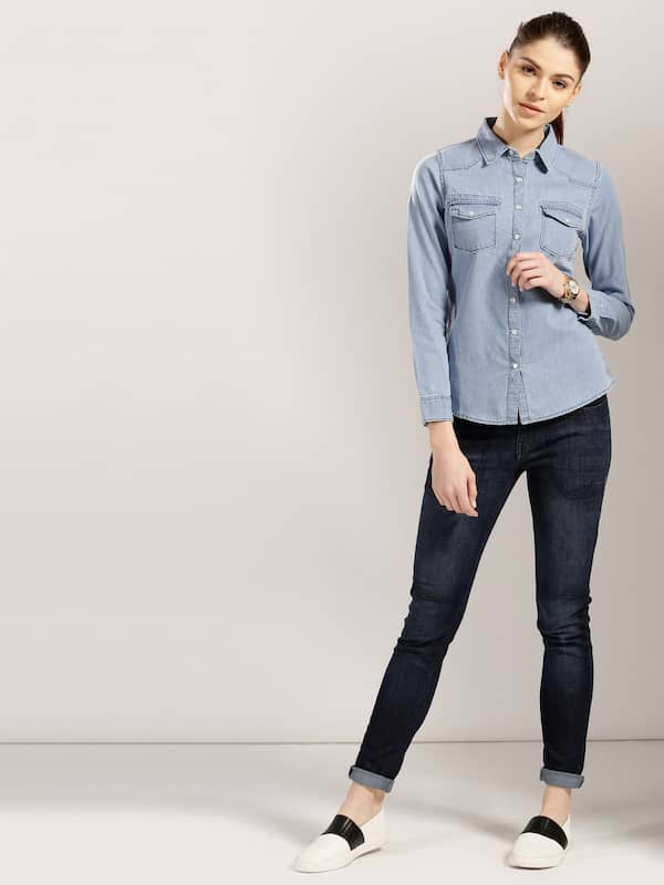 Womens Jeans Stitch Denim Shirt  Burlington Uniforms