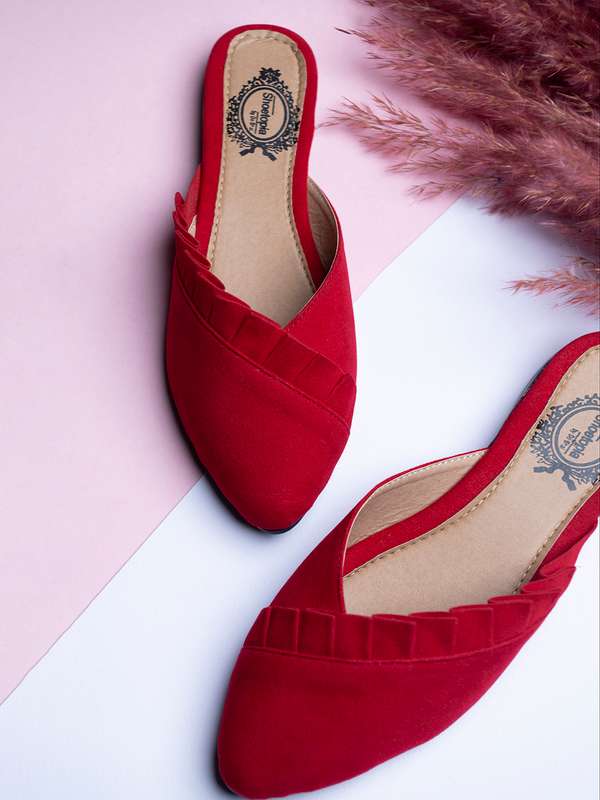 ladies flat red shoes