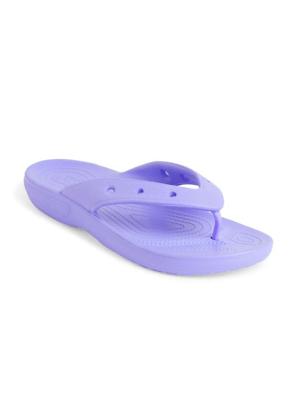 Purple crocs flip flops sales