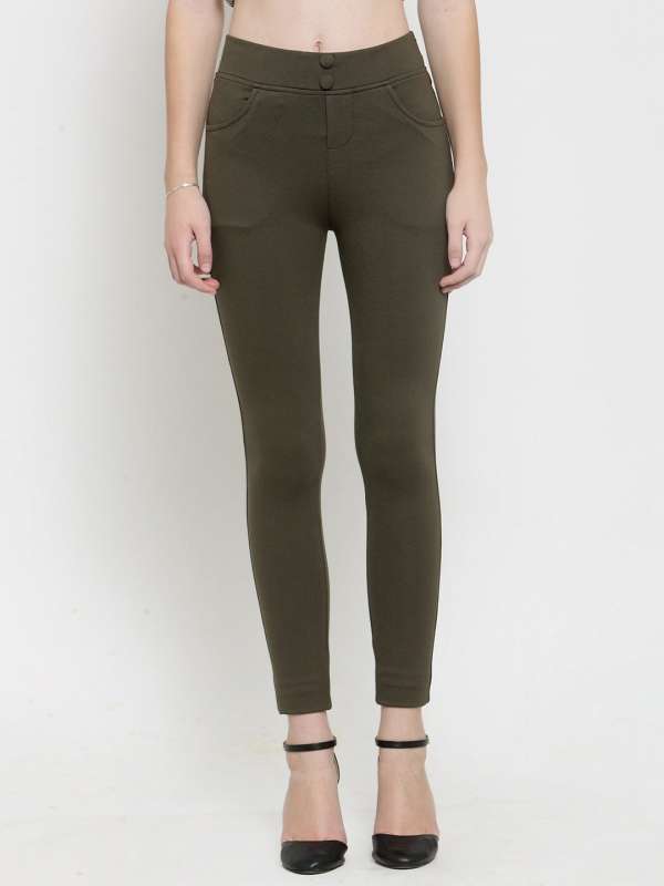 Olive Jeggings Buy Olive Jeggings online in India