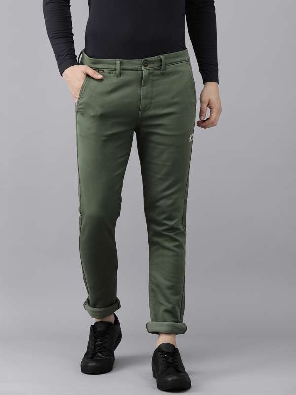 Buy Spykar Olive Green Cotton Regular Fit Straight Length Trousers For Men  Online at Best Prices in India  JioMart