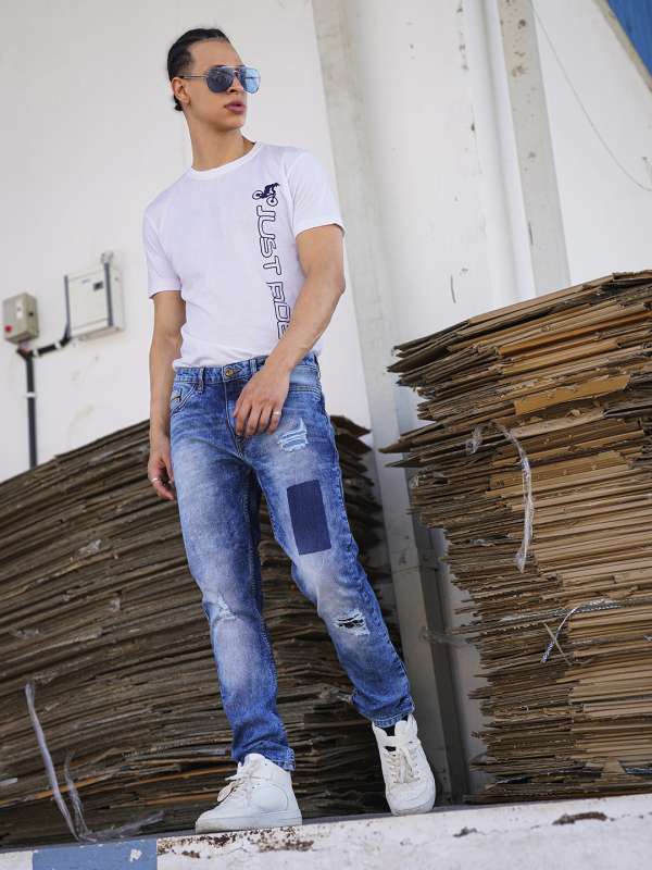 Knee ripped jeans mens sale