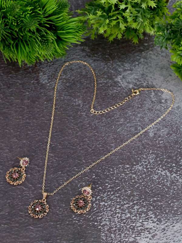 Buy Rose Gold plated Imitation Jewelry Set Necklace with CZ Stones - Griiham