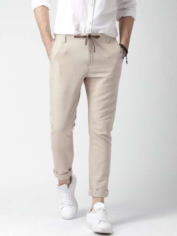 Cotton linen blend trousers mens clearance