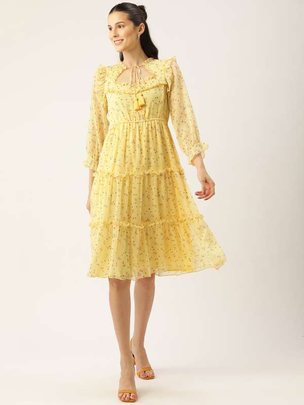 Yellow dress myntra best sale
