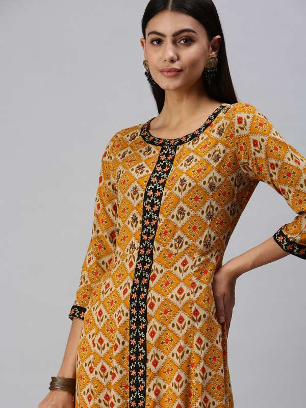 Mustard kurtis online new arrivals