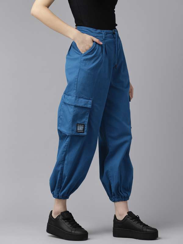 Fashionable Cargo Hose Multi Pocket Trousers Jogging Pant Ladies Solid