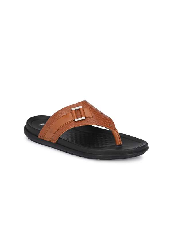 Shences brown leather shop slippers