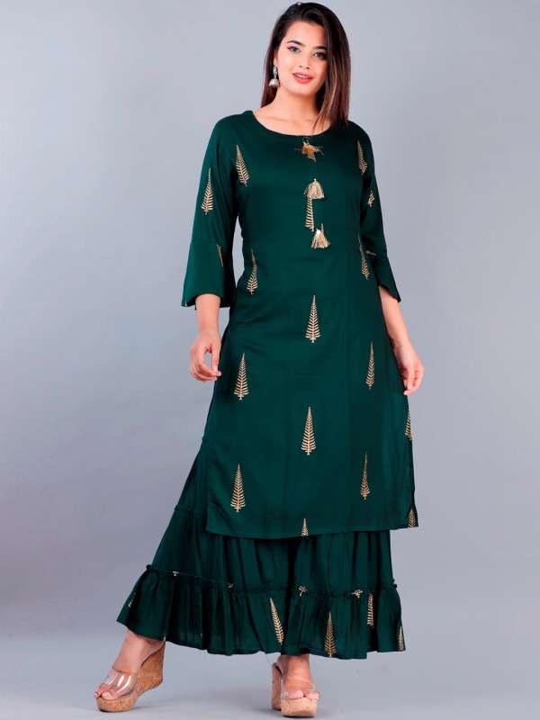 Myntra green online kurti