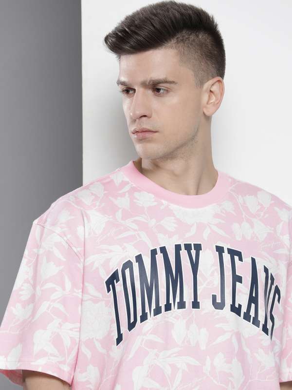 Hilfiger Men Pink Round Neck - Buy Tommy Hilfiger Men Pink Printed Round Neck Tshirts online in India