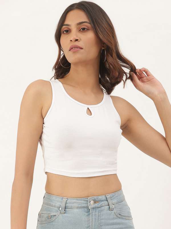 White Viscose Ladies Sleeveless Crop Top at Rs 225/piece in New Delhi