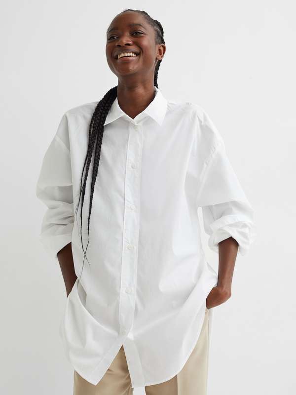 White Oversized Shirt For Women - Buy