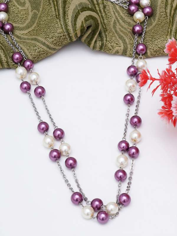Long purple bead necklace online