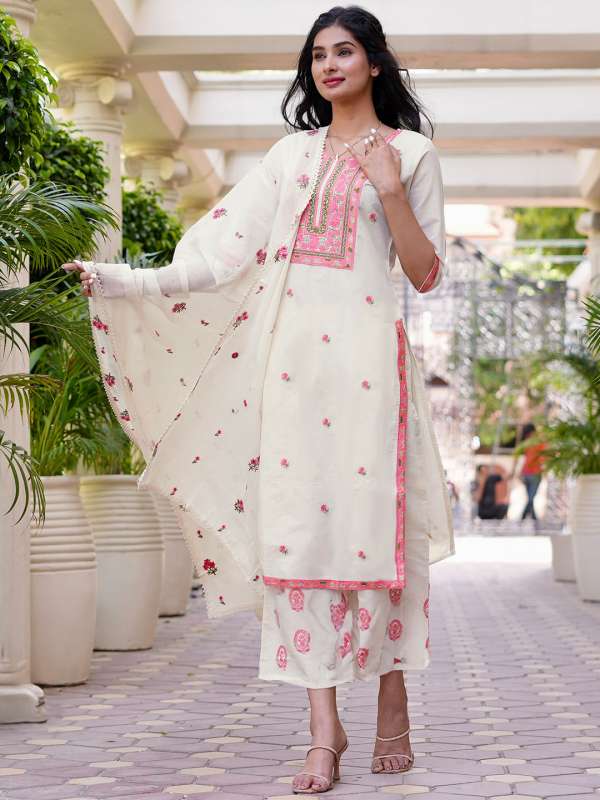 White Women Palazzo Kurtas Sets Dupatta Buy White Women Palazzo Kurtas Sets Dupatta online in India