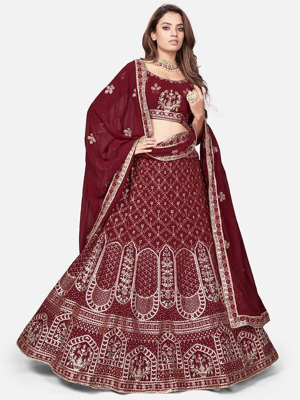 Maroon Georgette Party Wear Lehenga For Women Latest Wedding Lehengas Choli  Blouse Designs For Diwali | lupon.gov.ph