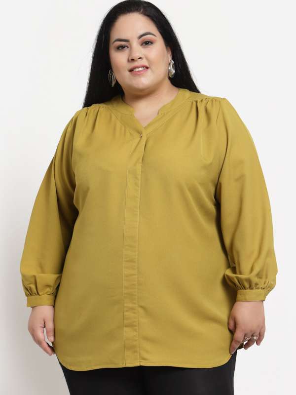Yellow womens plus size tops best sale