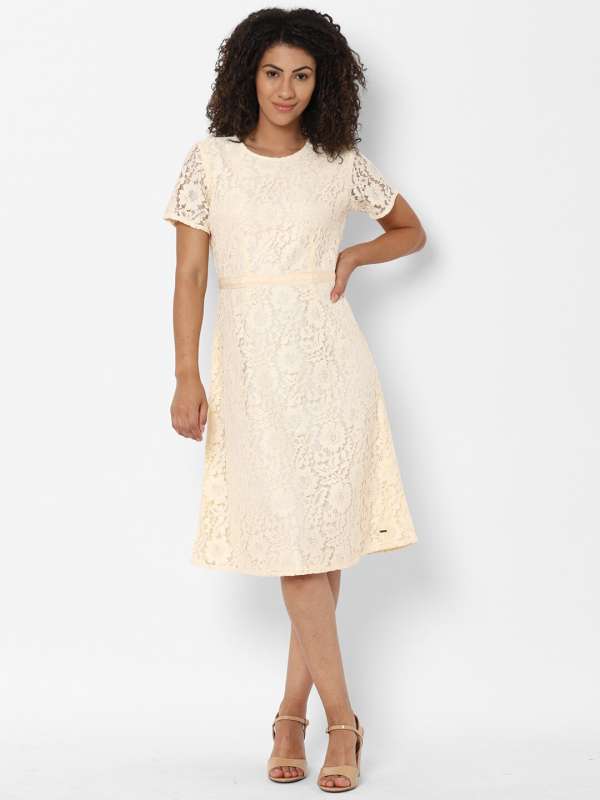 Allen Solly Women White Self Design Fit And Flare Dress Buy