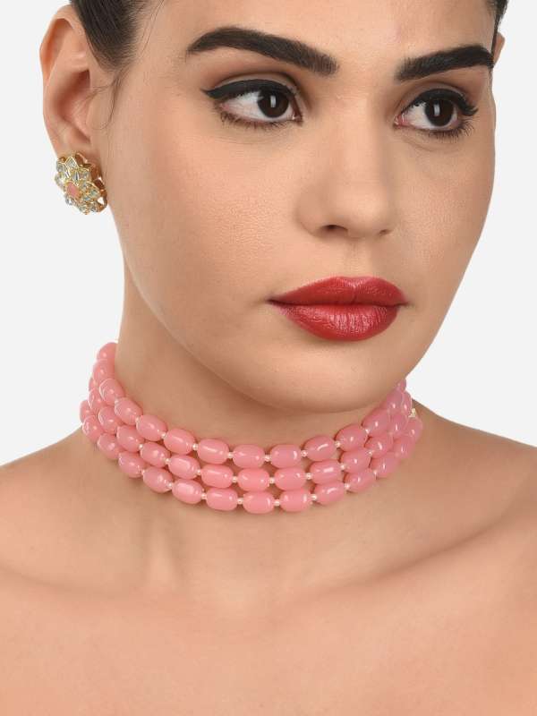 Pink pearl sales necklace set online