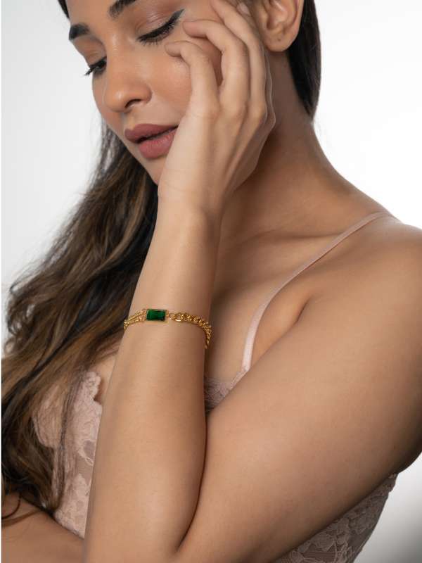 Buy Dugran By Dugristyle Faux Emerald Embellished Bracelet Online  Aza  Fashions