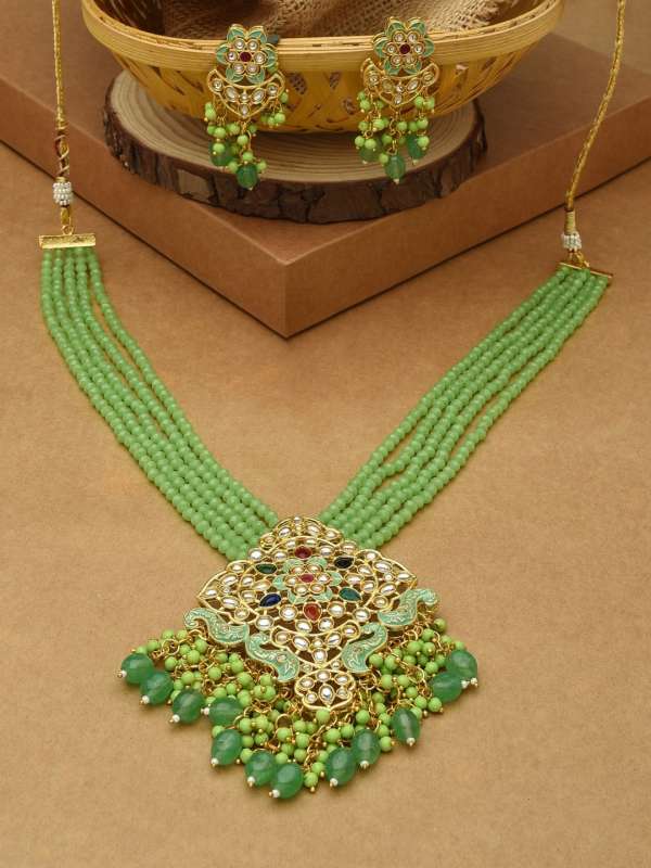 Zaveri Pearls Long Haar Gold Necklace Jewellery Set 1121685 Ht Ml