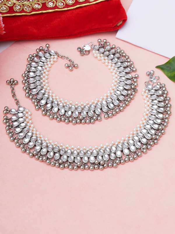 Kundan outlet silver payal